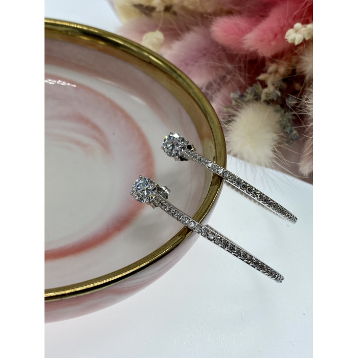 Sky Jewelry Серебряные серьги с фианитами  Совершенство