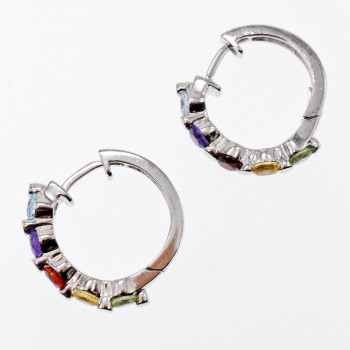 Sky Jewelry Серебряные серьги с натуральными камнями Радуга