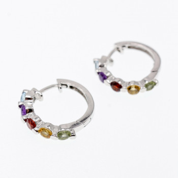 Sky Jewelry Серебряные серьги с натуральными камнями Радуга