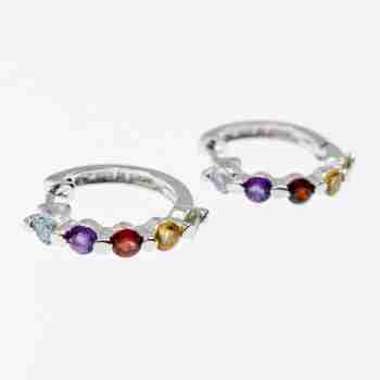 Sky Jewelry Серебряные серьги с натуральными камнями Радуга