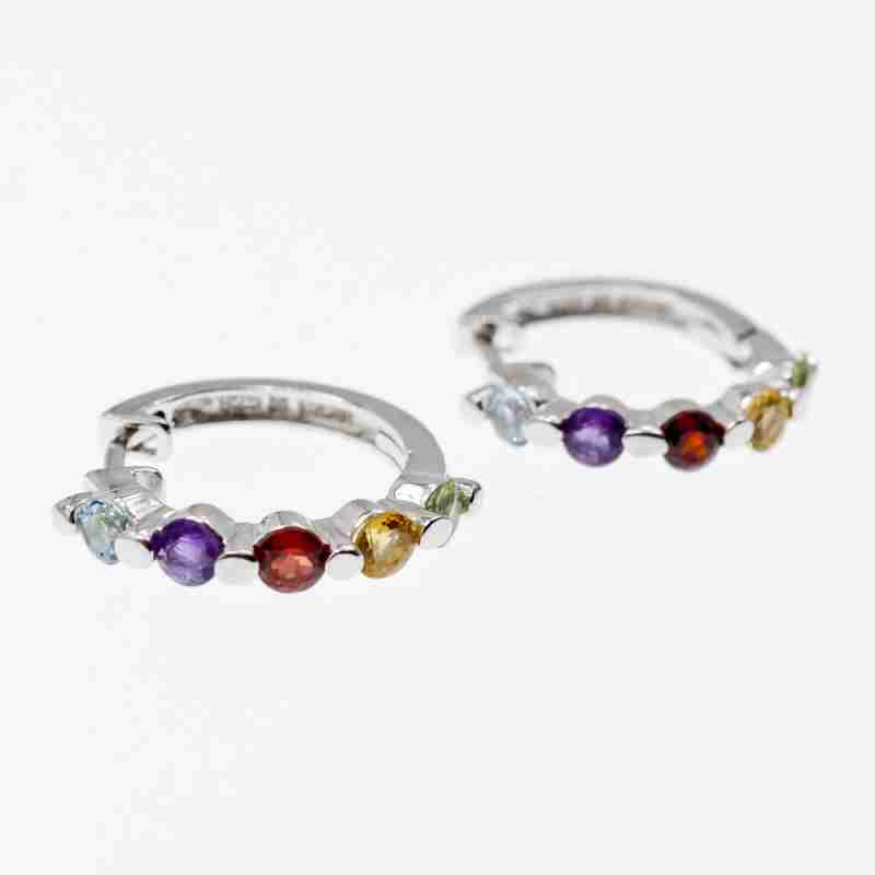 Sky Jewelry Серебряные серьги с натуральными камнями Радуга