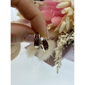 Sky Jewelry Серебряные серьги с гранатом  Наслаждение