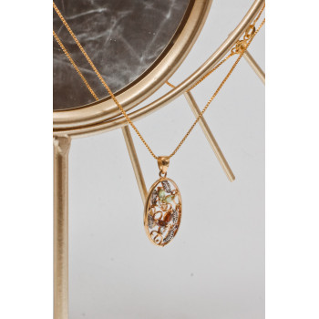 Sky Jewelry Серебряная цепочка с кулоном в позолоте с хризолитом гошенитом цитрином и гранатом