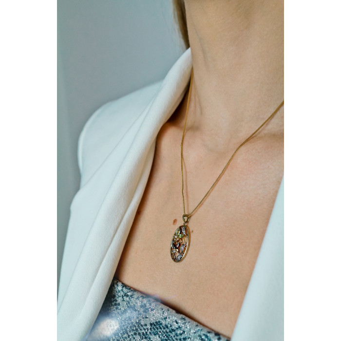 Sky Jewelry Серебряная цепочка с кулоном в позолоте с хризолитом гошенитом цитрином и гранатом