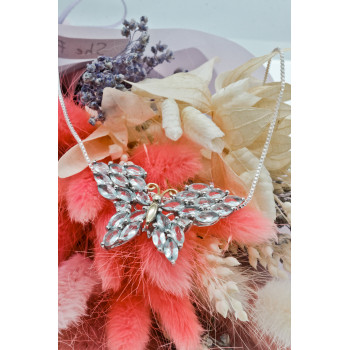 Sky Jewelry Серебряная цепочка с кулоном с камнями аквамарин  Бабочка