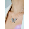 Sky Jewelry Серебряная цепочка с кулоном с камнями аквамарин  Бабочка