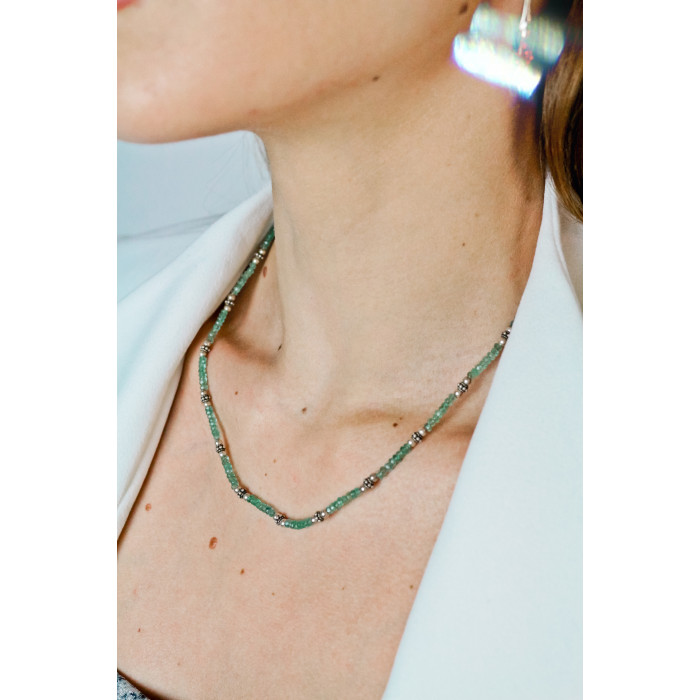 Sky Jewelry Серебряное ожерелье с нефритом  Настроение