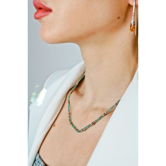 Sky Jewelry Серебряное ожерелье с нефритом  Настроение