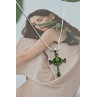 Sky Jewelry Серебряная цепочка с крестиком с камнями изумруд