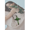 Sky Jewelry Серебряная цепочка с крестиком с камнями изумруд