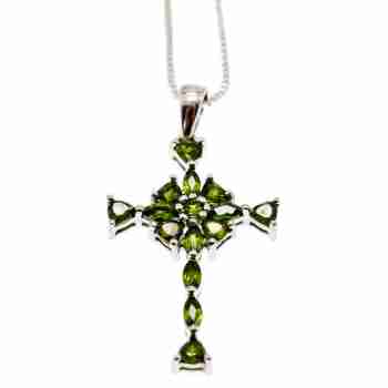 Sky Jewelry Серебряная цепочка с крестиком с камнями изумруд