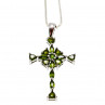 Sky Jewelry Серебряная цепочка с крестиком с камнями изумруд