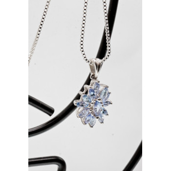 Sky Jewelry Серебряная цепочка с кулоном камни танзанит   Цветочная нежность