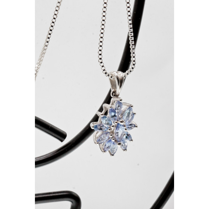 Sky Jewelry Серебряная цепочка с кулоном камни танзанит   Цветочная нежность