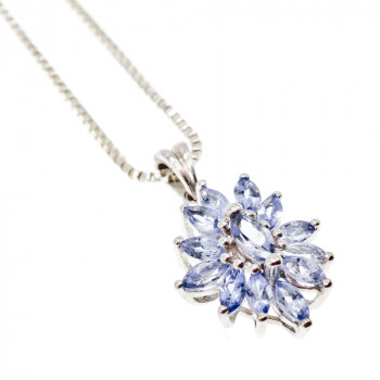Sky Jewelry Серебряная цепочка с кулоном камни танзанит   Цветочная нежность