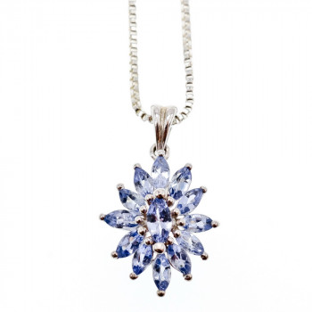 Sky Jewelry Серебряная цепочка с кулоном камни танзанит   Цветочная нежность