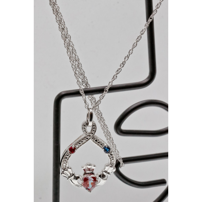 Sky Jewelry Серебряная цепочка с кулоном александрит рубеллит сапфир   Сердце ангела