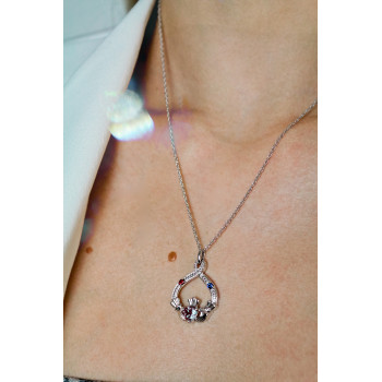 Sky Jewelry Серебряная цепочка с кулоном александрит рубеллит сапфир   Сердце ангела