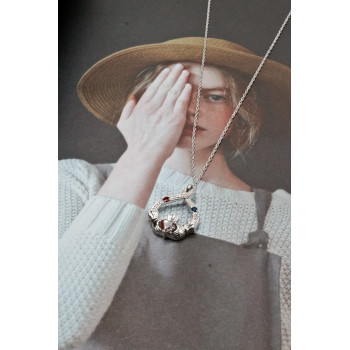 Sky Jewelry Серебряная цепочка с кулоном александрит рубеллит сапфир   Сердце ангела