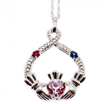 Sky Jewelry Серебряная цепочка с кулоном александрит рубеллит сапфир   Сердце ангела