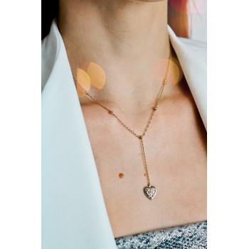 Sky Jewelry Золотое ожерелье с бриллиантами   Сердце