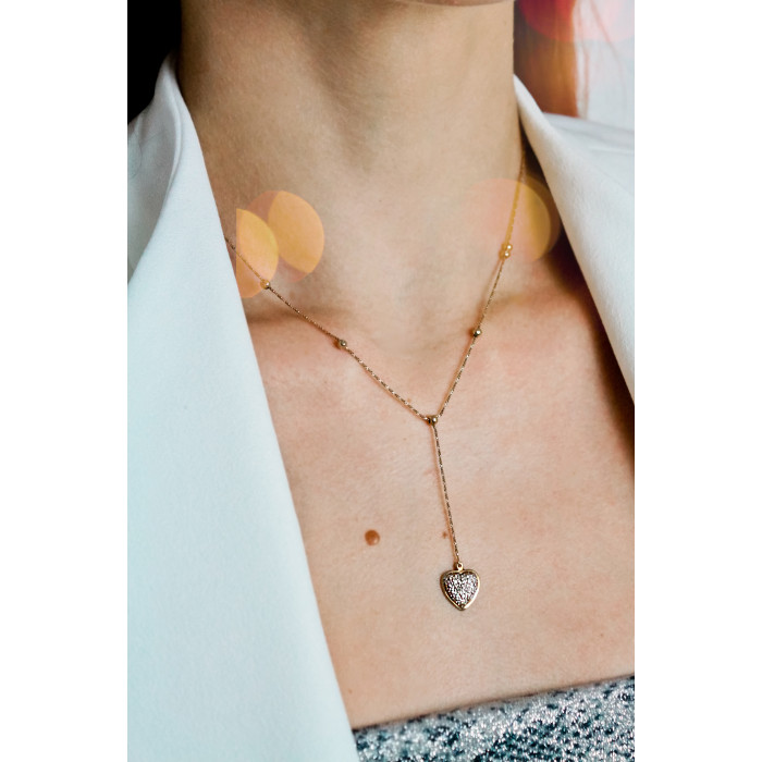 Sky Jewelry Золотое ожерелье с бриллиантами   Сердце