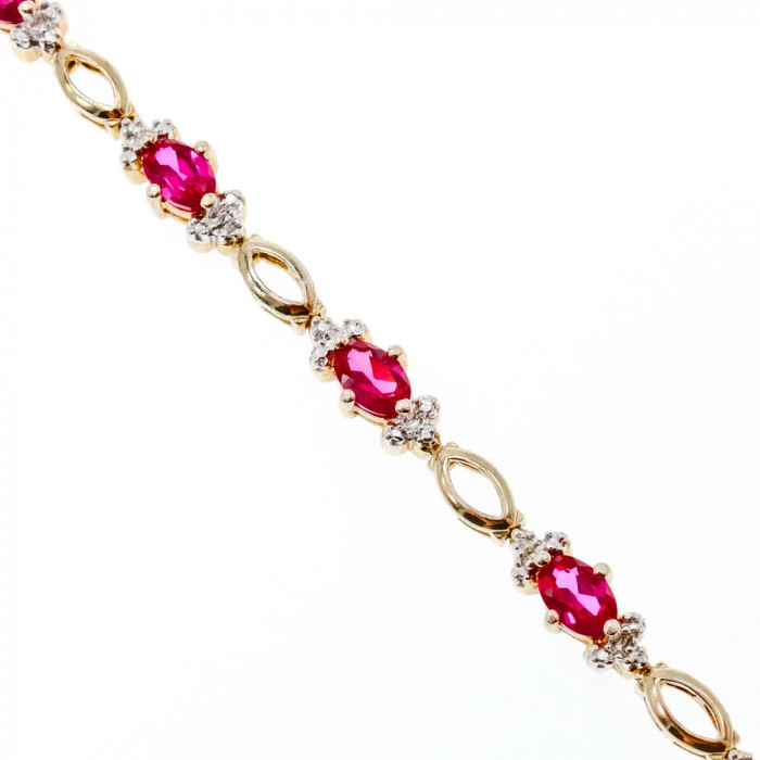 Sky Jewelry Серебряный браслет в позолоте с розовой шпинелью и фианитами