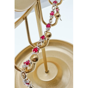 Sky Jewelry Серебряный браслет в позолоте с розовой шпинелью и фианитами