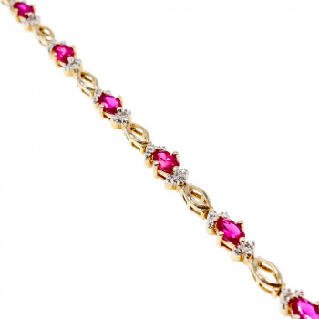 Sky Jewelry Серебряный браслет в позолоте с розовой шпинелью и фианитами