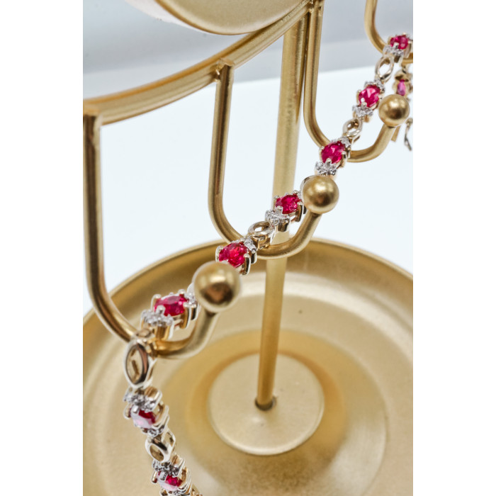 Sky Jewelry Серебряный браслет в позолоте с розовой шпинелью и фианитами