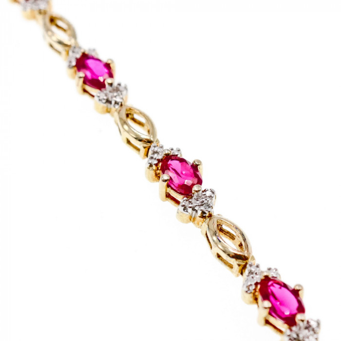 Sky Jewelry Серебряный браслет в позолоте с розовой шпинелью и фианитами