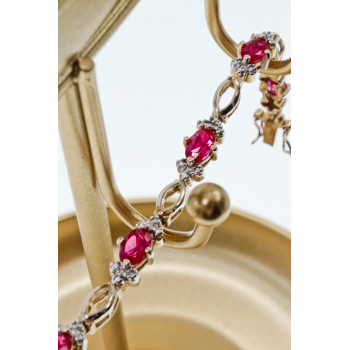 Sky Jewelry Серебряный браслет в позолоте с розовой шпинелью и фианитами