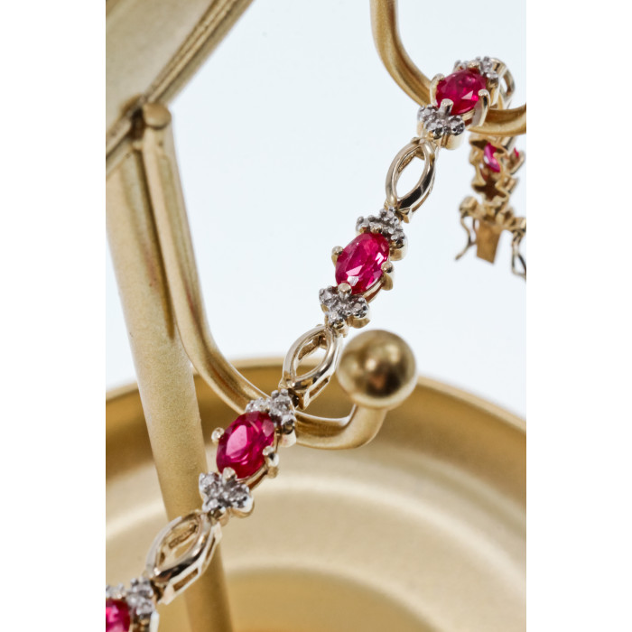 Sky Jewelry Серебряный браслет в позолоте с розовой шпинелью и фианитами