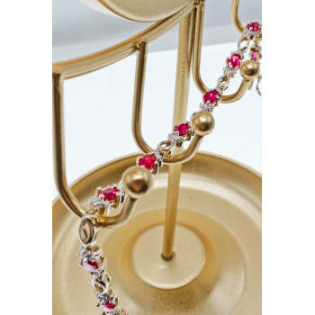 Sky Jewelry Серебряный браслет в позолоте с розовой шпинелью и фианитами