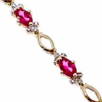 Sky Jewelry Серебряный браслет в позолоте с розовой шпинелью и фианитами