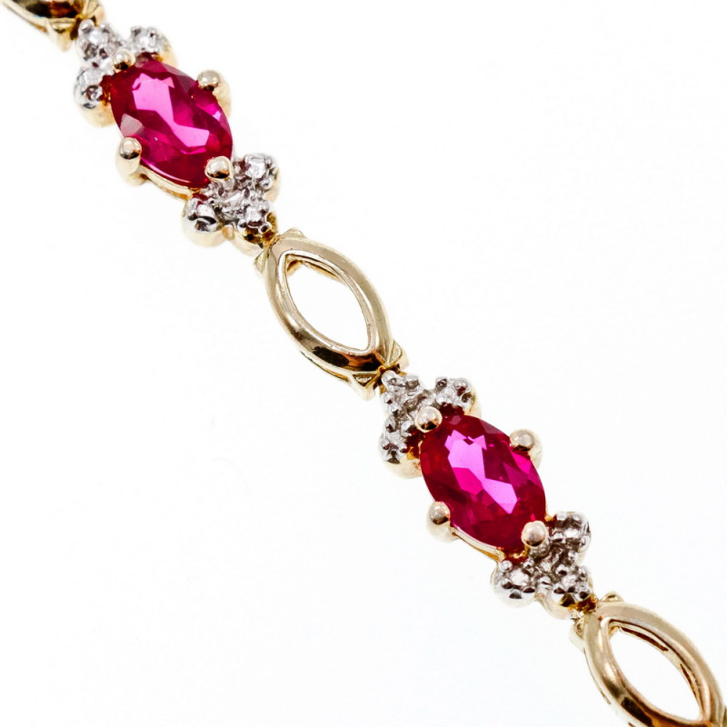 Sky Jewelry Серебряный браслет в позолоте с розовой шпинелью и фианитами