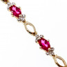 Sky Jewelry Серебряный браслет в позолоте с розовой шпинелью и фианитами