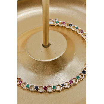 Sky Jewelry Серебряный браслет с камнями изумруд топаз и шпинель   Настроение