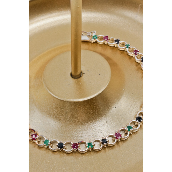 Sky Jewelry Серебряный браслет с камнями изумруд топаз и шпинель   Настроение