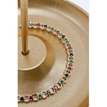 Sky Jewelry Серебряный браслет с камнями изумруд топаз и шпинель   Настроение