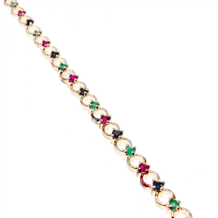 Sky Jewelry Серебряный браслет с камнями изумруд топаз и шпинель   Настроение