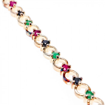 Sky Jewelry Серебряный браслет с камнями изумруд топаз и шпинель   Настроение