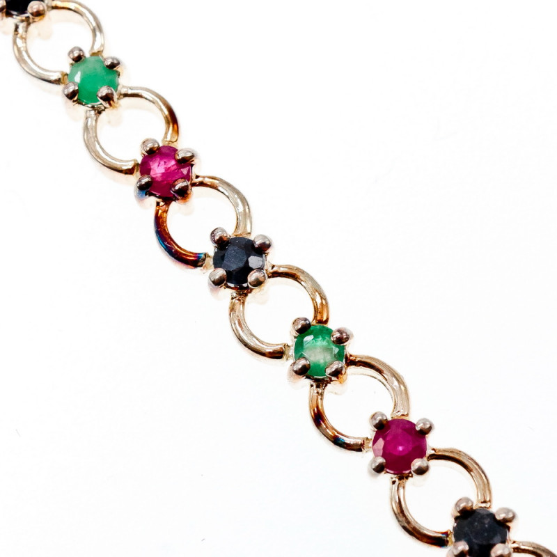 Sky Jewelry Серебряный браслет с камнями изумруд топаз и шпинель   Настроение