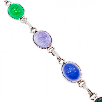 Sky Jewelry Серебряный браслет с камнями агат и яшма  Радуга