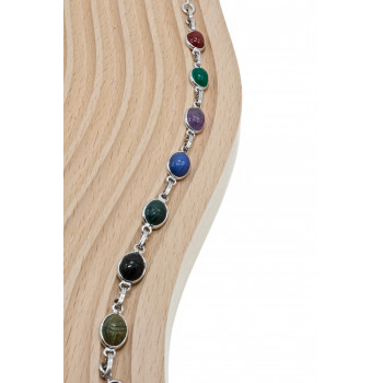 Sky Jewelry Серебряный браслет с камнями агат и яшма  Радуга