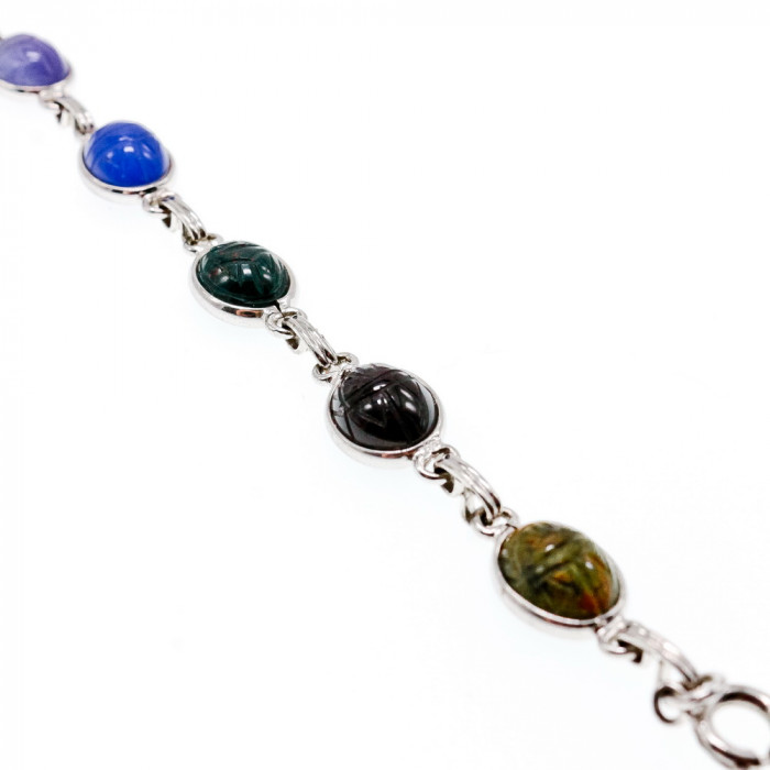 Sky Jewelry Серебряный браслет с камнями агат и яшма  Радуга