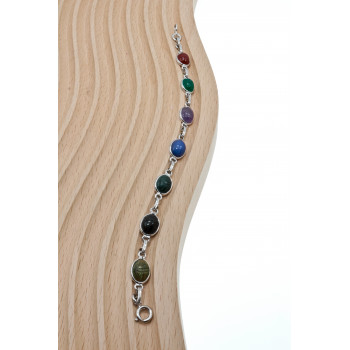 Sky Jewelry Серебряный браслет с камнями агат и яшма  Радуга