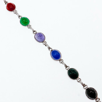 Sky Jewelry Серебряный браслет с камнями агат и яшма  Радуга