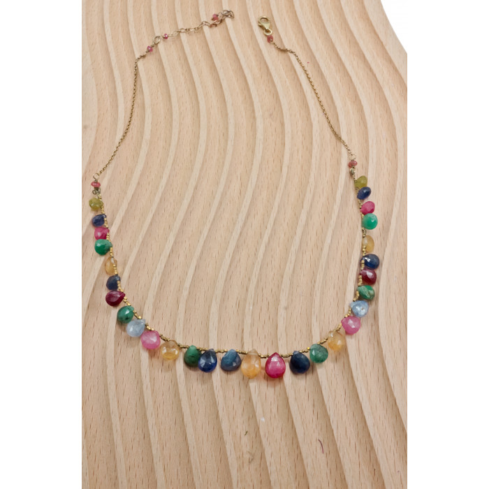 Sky Jewelry Серебряное ожерелье в позолоте с камнями агат   Настроение