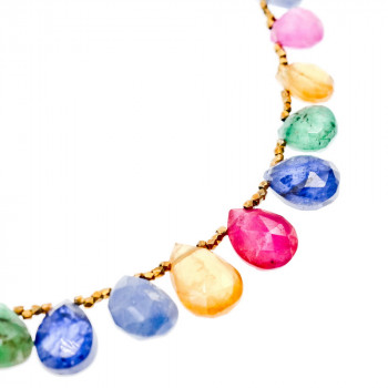 Sky Jewelry Серебряное ожерелье в позолоте с камнями агат   Настроение